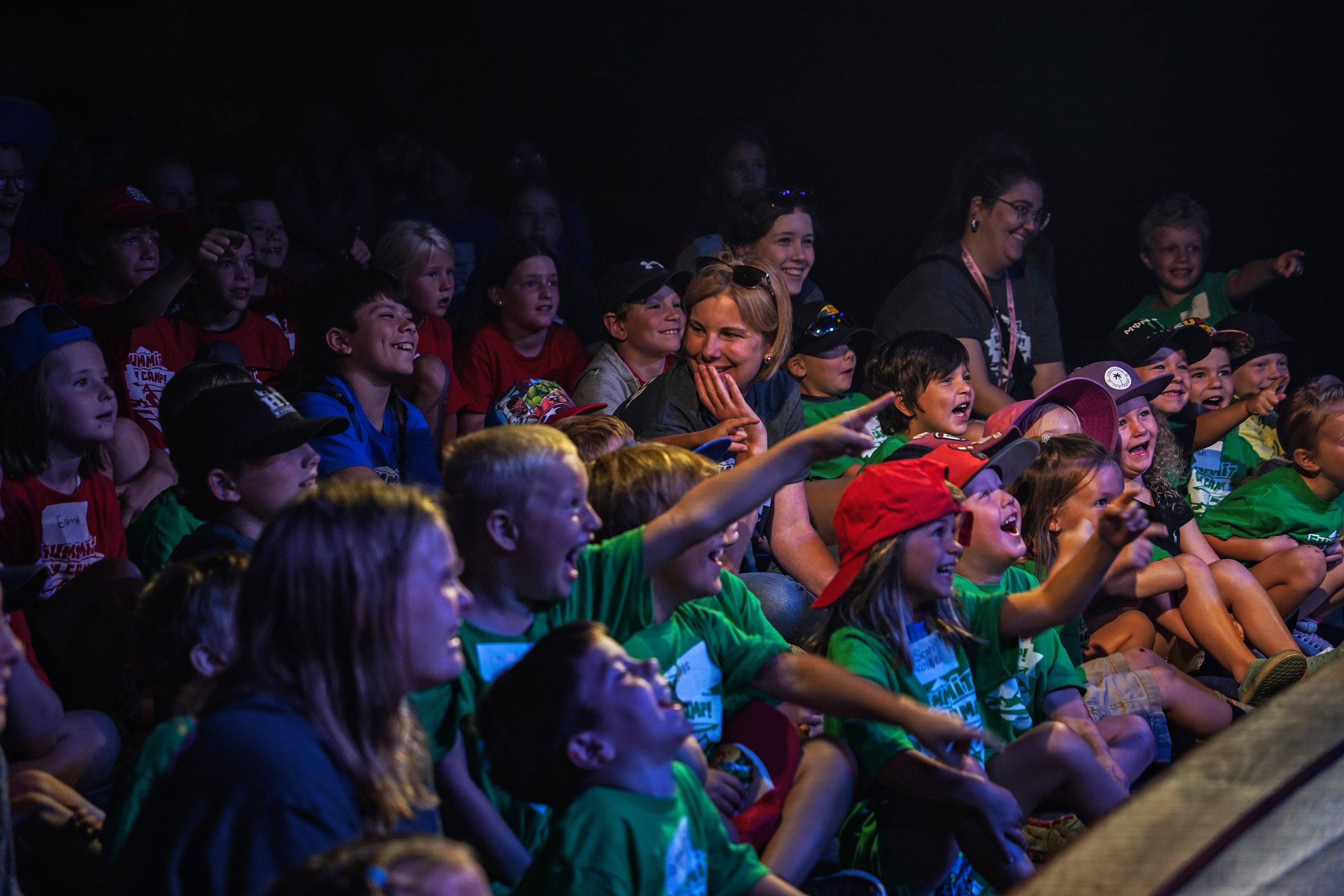 Audience loving Scott Dietrich's Christian Magic Show